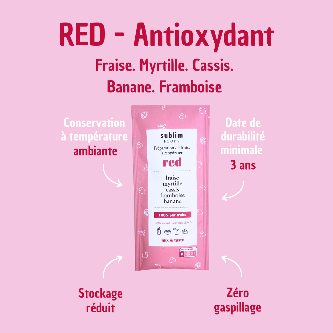 RED antioxydant - fraise, myrtille, cassis, banane, framboise