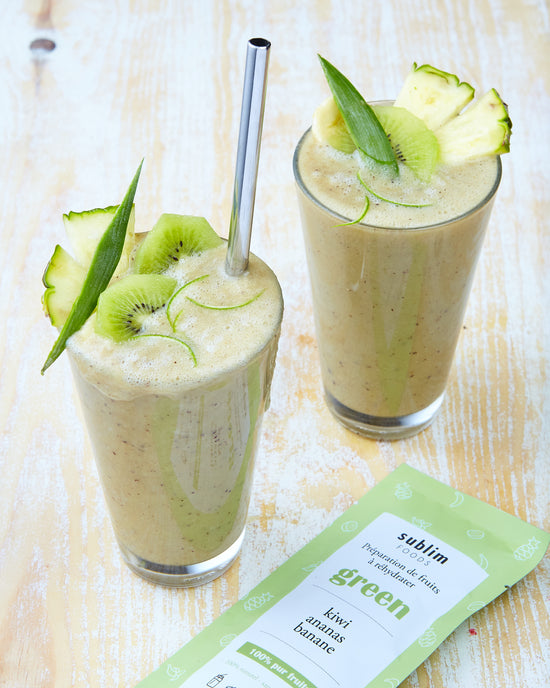 Smoothie green 100% pur fruits lyophilisés à réhydrater - Recette saine et naturelle